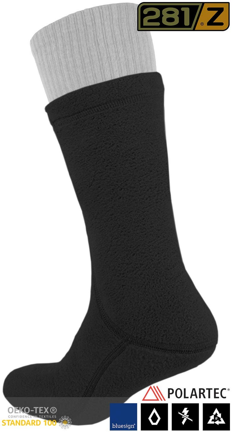 281Z Outdoor Warm 8 inch Boot Liner Socks - Military Tactical Hiking Sport - Polartec Fleece Winter Socks (Small, Black) - Image 2