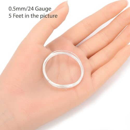 Adabele 5 Feet Authentic Sterling Silver Jewelry Wire Dead Soft Round Beading Wire 05mm24 Gauge Hypoallergenic Nickel Free for DIY Craft Jewelry Making SS28105 - Image 3