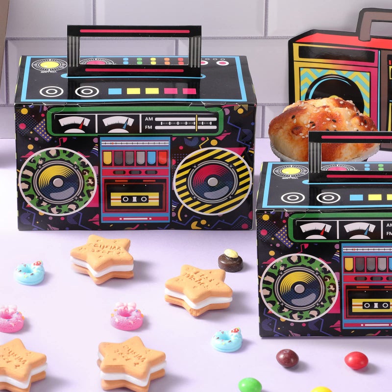 Chinco 80s Party Favor Boxes, Novelty Boom Box Favors Gift Treat Goodie Candy Paper Boxes 80s Retro Radio Decorations Table Centerpieces for 1980s Theme Hip Hop Music Birthday Party(Multi Colors, 16 Pcs) - Image 3