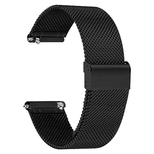 TStrap Mesh Watch Band Metal - Black Quick Release Watch Bands for Men Women - Stainless Steel Smart Watches Strap Bracelet Replacement - 18mm 20mm 22mm - Image 1
