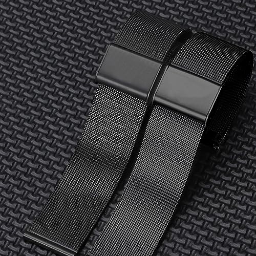 TStrap Mesh Watch Band Metal - Black Quick Release Watch Bands for Men Women - Stainless Steel Smart Watches Strap Bracelet Replacement - 18mm 20mm 22mm - Image 3
