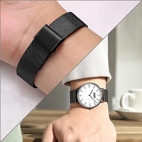 TStrap Mesh Watch Band Metal - Black Quick Release Watch Bands for Men Women - Stainless Steel Smart Watches Strap Bracelet Replacement - 18mm 20mm 22mm - Image 5