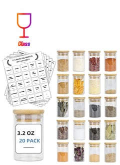 Glass Spice Jars Set, 3.2oz Mini Spice Jar with Bamboo Airtight Lids