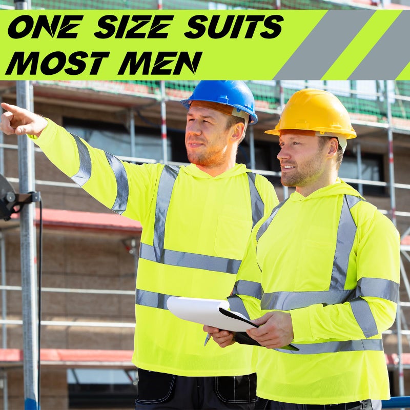 Amylove 4 Pcs Reflective Safety T Shirt High Visibility Work Shirts Sun Protection Construction(Fluorescent Yellow,X-Large,Long Sleeve) - Image 5