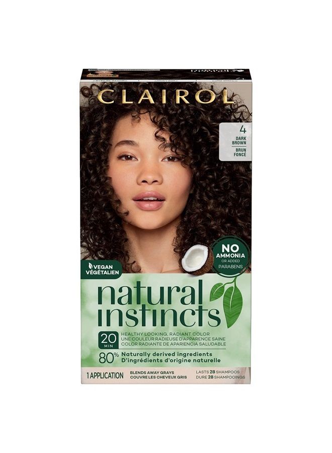 CLAIROL Natural Instincts Demi-Permanent Hair Dye, 4 Dark Brown Hair Color, Pack of 1 - Image 1