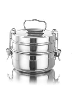 Expresso Expresso - Stainless Steel Food Grade Lunch Box | Traditional Tiffin Carrier/Container for School/Office, Dia 13cm | 2 Tier  - Image 1