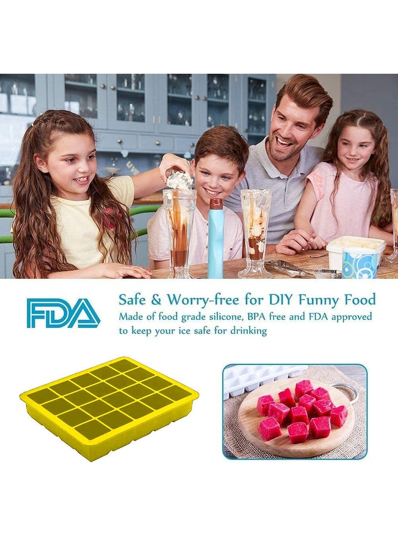 Karp KARP Silicone Ice Cube Tray,Square Ice Cube Mold Easy Release Reusable Mini Chocolate Jelly Muffin Brownie Ice Water, Iced Tea, Cool Drink & Moscow Mules Whiskey (20 ice Tray - Yelllow)  - Image 5