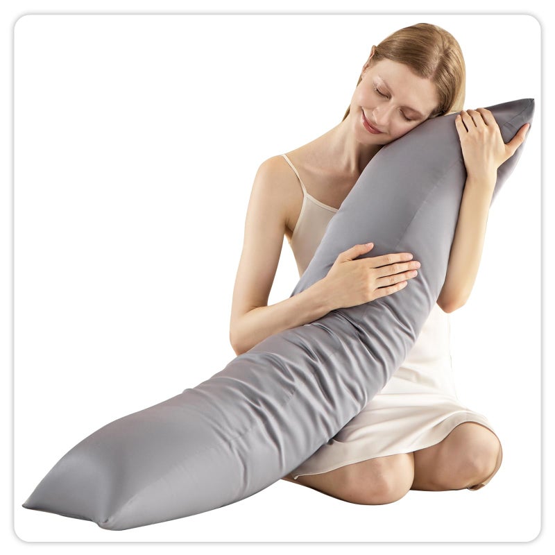 MIOTO Weighted Body Pillow 8lb, Cooling Body Pillow for Adults with Tencel Fabric(48"*14", Grey) - Image 1