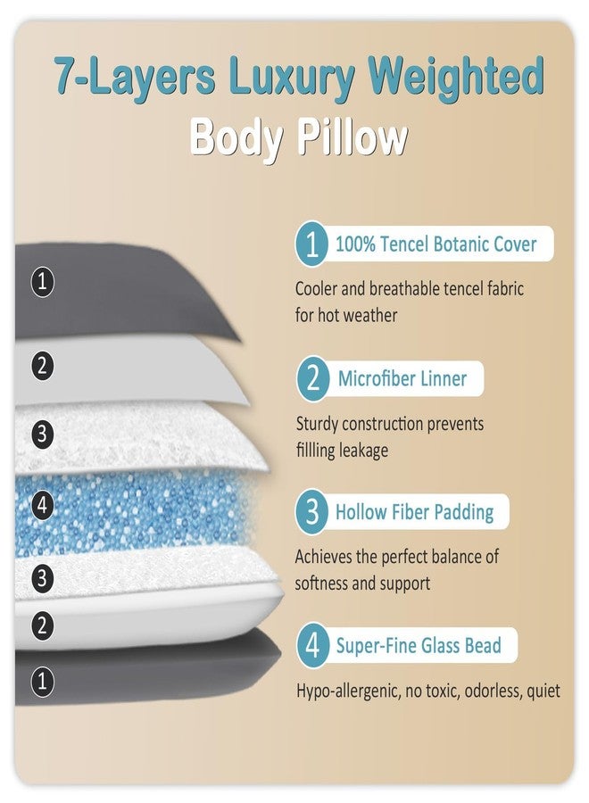 MIOTO Weighted Body Pillow 8lb, Cooling Body Pillow for Adults with Tencel Fabric(48"*14", Grey) - Image 4