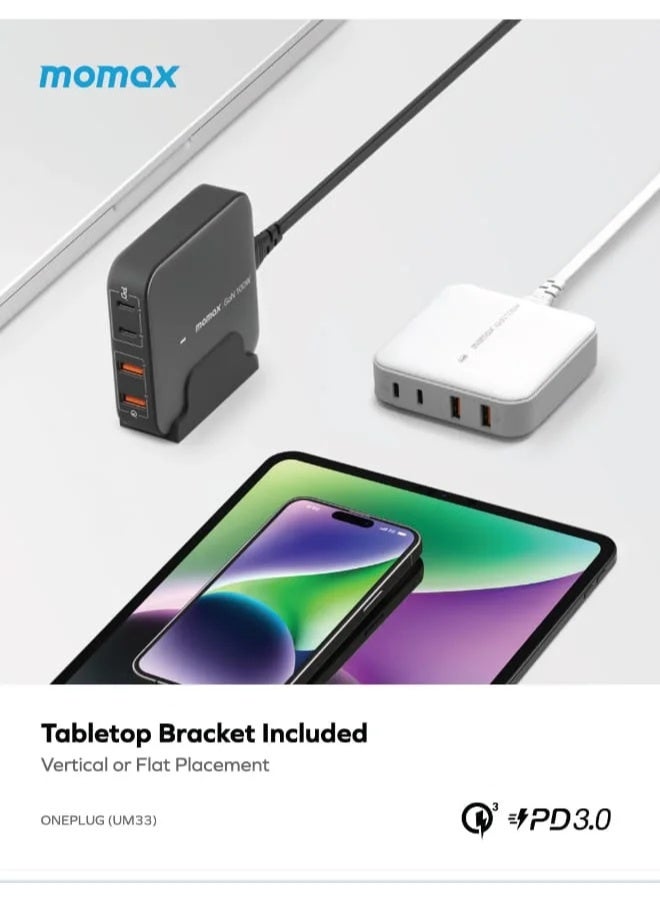 momax UM33EUE ONEPLUG 100W 4Port GaN Desktop Charger -Space Grey - Image 3