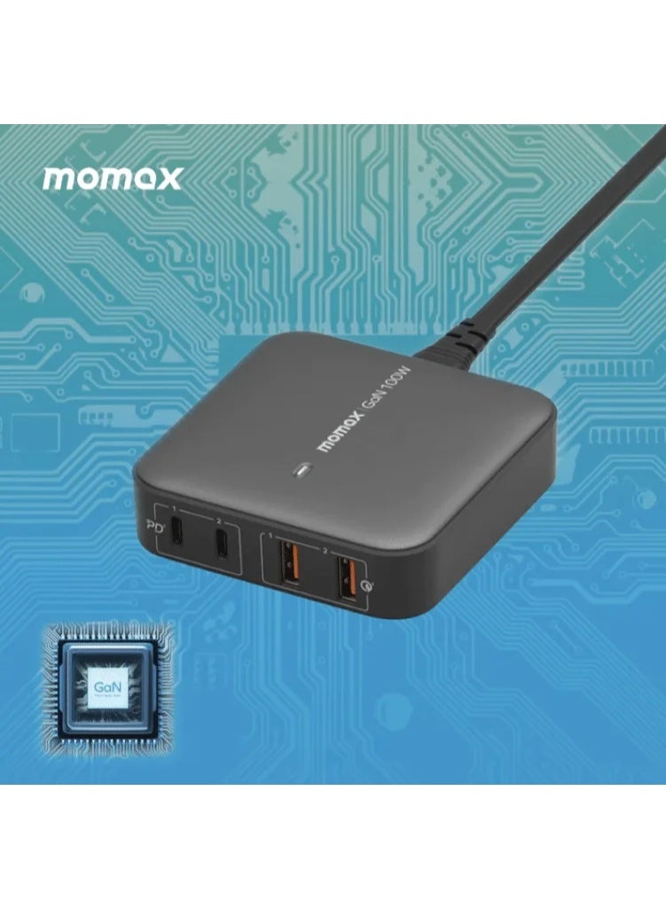momax UM33EUE ONEPLUG 100W 4Port GaN Desktop Charger -Space Grey - Image 2