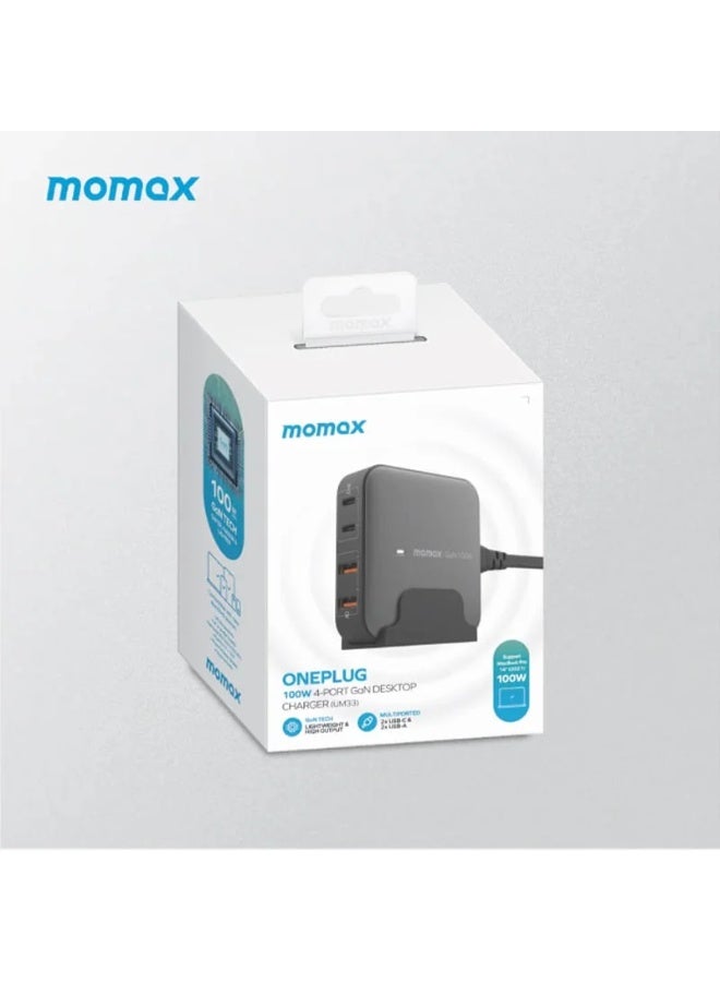 momax UM33EUE ONEPLUG 100W 4Port GaN Desktop Charger -Space Grey - Image 1