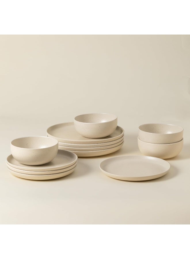 Casafina Ceramic Stoneware 12Piece Place Setting Service for 4 Pacifica Collection Vanilla - Image 4
