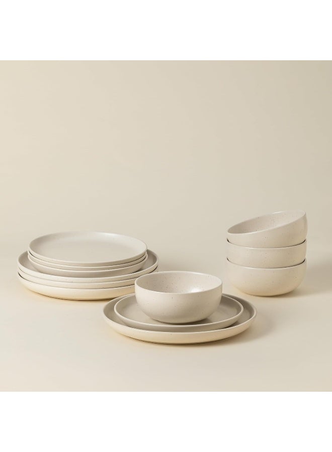 Casafina Ceramic Stoneware 12Piece Place Setting Service for 4 Pacifica Collection Vanilla - Image 2