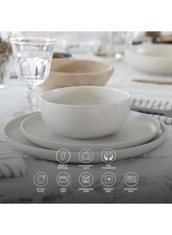 Casafina Ceramic Stoneware 12Piece Place Setting Service for 4 Pacifica Collection Vanilla - Image 3