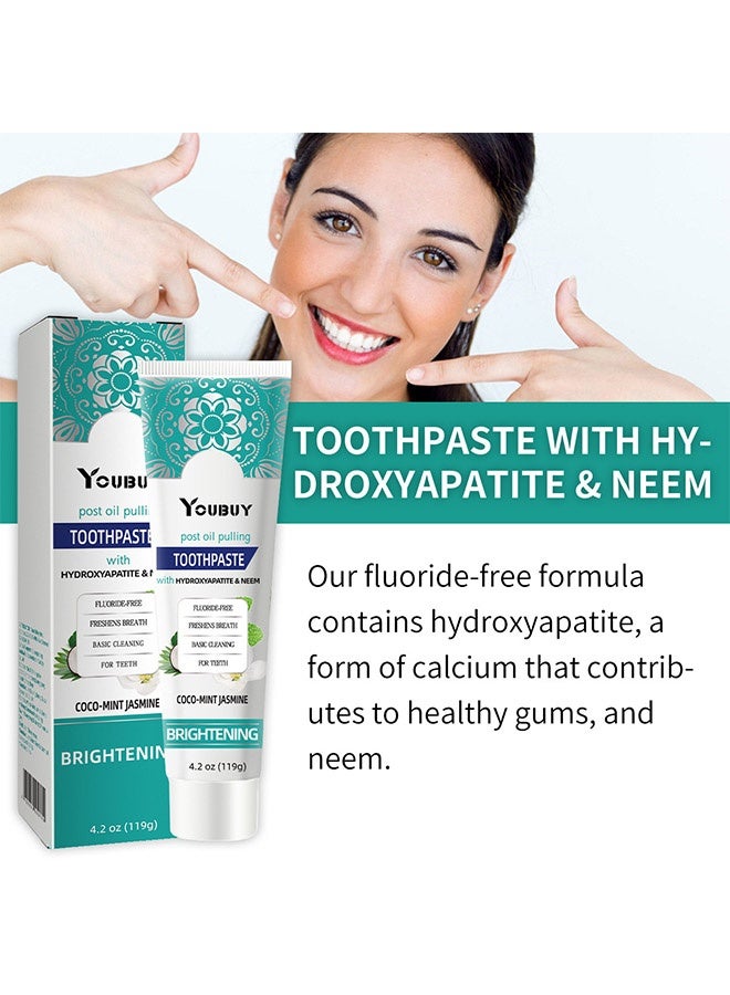 YOUBUY Hydroxyapatite & Neem ToothpasteHydroxyapatite Fluoride-free Whitening Toothpaste Refreshes Breath, Prevents Caries, Strengthens Teeth, Reduces Stains, Whitens Teeth (119g) - Image 3
