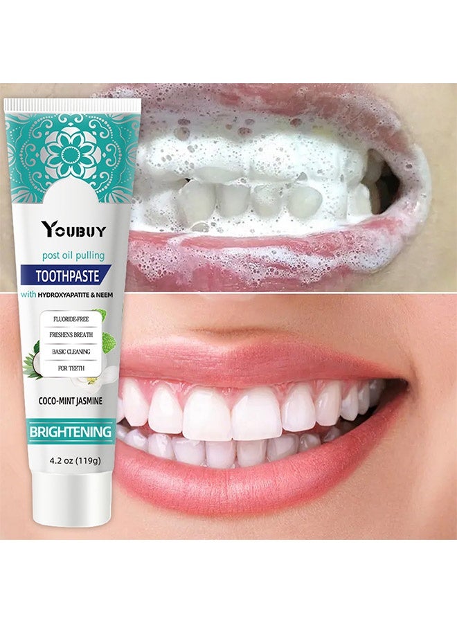 YOUBUY Hydroxyapatite & Neem ToothpasteHydroxyapatite Fluoride-free Whitening Toothpaste Refreshes Breath, Prevents Caries, Strengthens Teeth, Reduces Stains, Whitens Teeth (119g) - Image 4