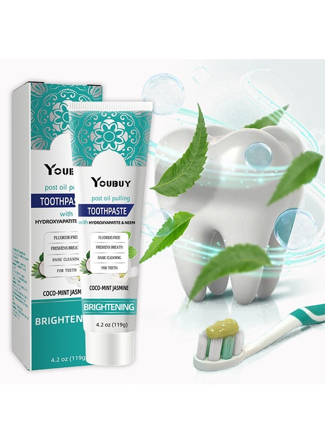YOUBUY Hydroxyapatite & Neem ToothpasteHydroxyapatite Fluoride-free Whitening Toothpaste Refreshes Breath, Prevents Caries, Strengthens Teeth, Reduces Stains, Whitens Teeth (119g) - Image 1