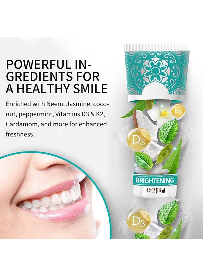 YOUBUY Hydroxyapatite & Neem ToothpasteHydroxyapatite Fluoride-free Whitening Toothpaste Refreshes Breath, Prevents Caries, Strengthens Teeth, Reduces Stains, Whitens Teeth (119g) - Image 2