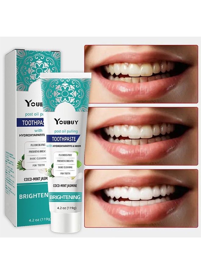 YOUBUY Hydroxyapatite & Neem ToothpasteHydroxyapatite Fluoride-free Whitening Toothpaste Refreshes Breath, Prevents Caries, Strengthens Teeth, Reduces Stains, Whitens Teeth (119g) - Image 5
