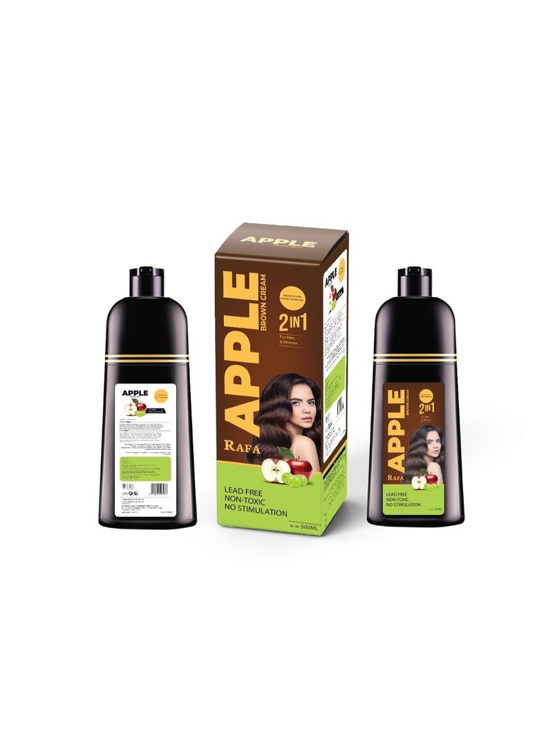 رفا بيوتي كريم رافا آبل 2 في 1 لصبغ الشعر بني خالي من الأمونيا، 500 مل، للرجال والنساء - Image 1