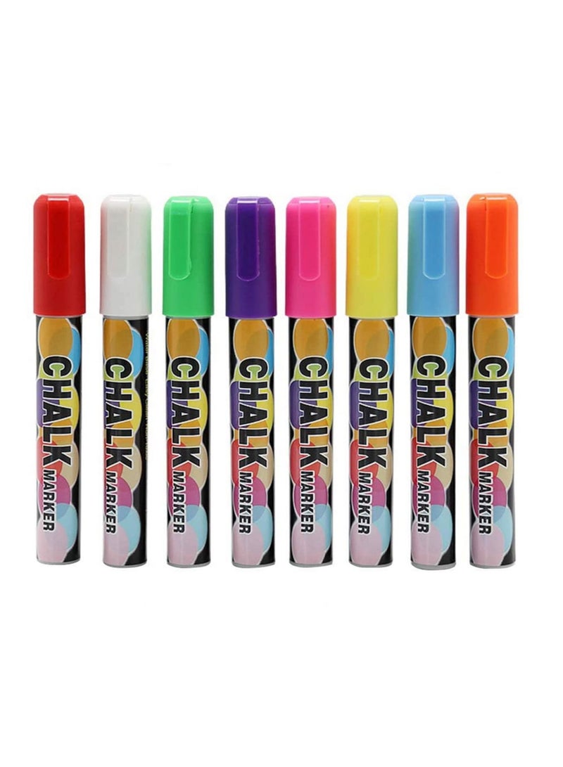 8 Pack Liquid Chalk Markers Colorful Erasable Glass Chalkboards Pens with Reversible Tips - Image 1