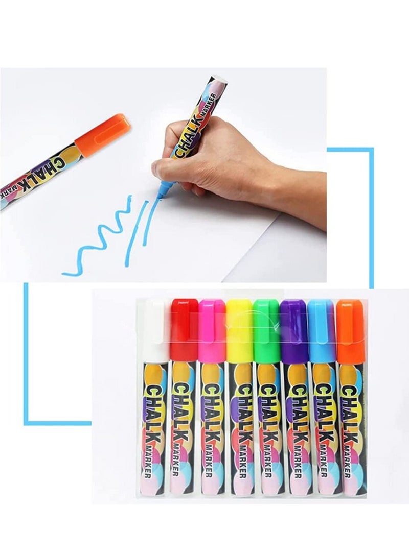8 Pack Liquid Chalk Markers Colorful Erasable Glass Chalkboards Pens with Reversible Tips - Image 3