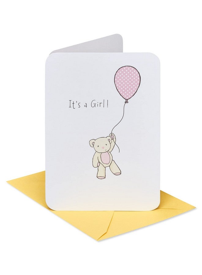 American Greetings New Baby Girl Card (Bear With Balloon) - Image 1