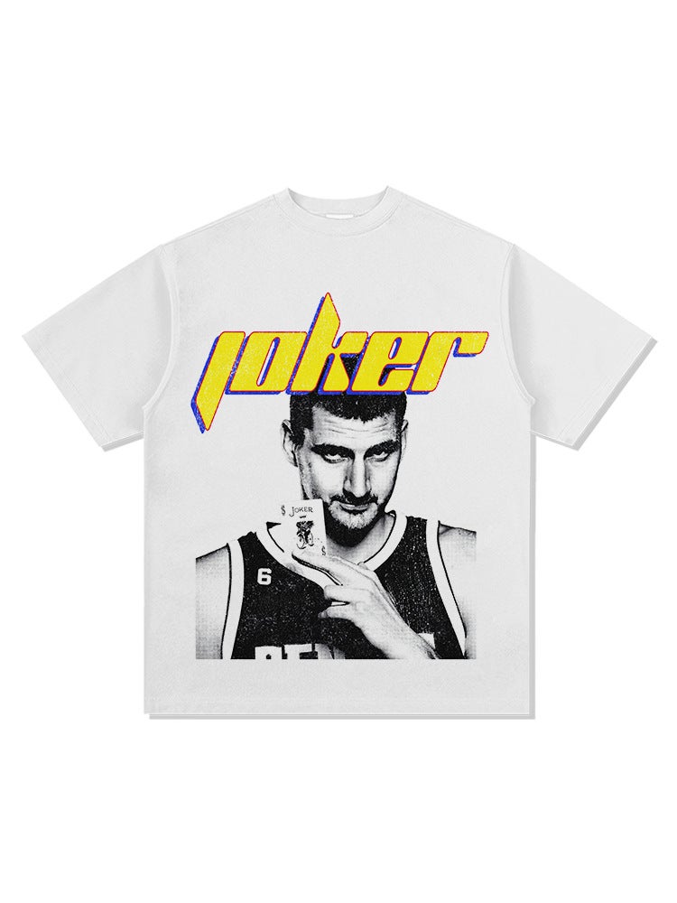-style Retro Jokic NikolaJOKER Printed Short-sleeved T-shirt High Street Heavy-duty Crewneck Hooded Sweatshirt - Image 5