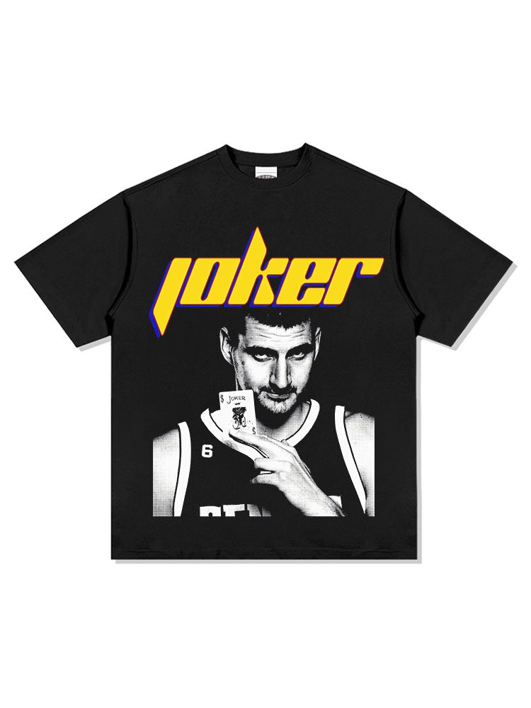 -style Retro Jokic NikolaJOKER Printed Short-sleeved T-shirt High Street Heavy-duty Crewneck Hooded Sweatshirt - Image 3