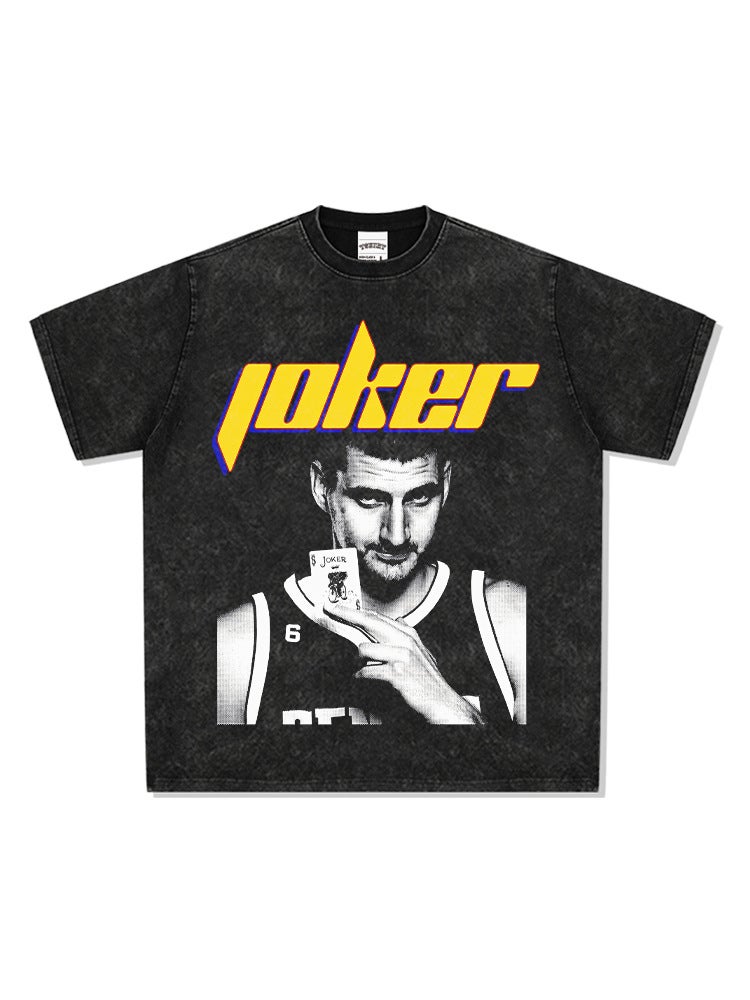 -style Retro Jokic NikolaJOKER Printed Short-sleeved T-shirt High Street Heavy-duty Crewneck Hooded Sweatshirt - Image 4