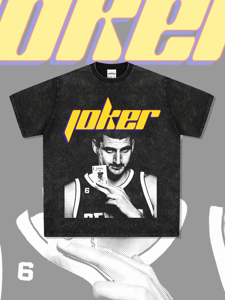 -style Retro Jokic NikolaJOKER Printed Short-sleeved T-shirt High Street Heavy-duty Crewneck Hooded Sweatshirt - Image 2