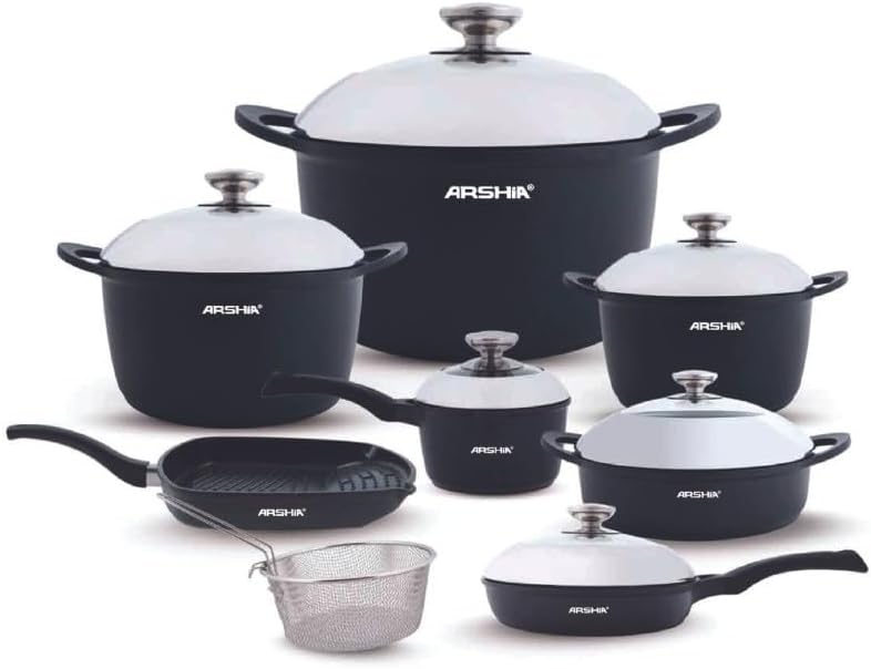 Arshia Die Cast Aluminium Cookware Set 14-Pieces - Image 1