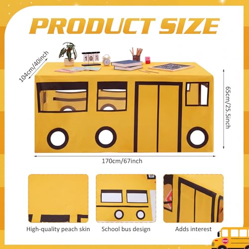 Oudain 10ft x 75ft Large Playhouse Table Cloth Table Fort Tent Cover Playhouse Indoor Outdoor Tablecloth for Birthday Party Playground Play Accessory Yellow Color School Bus Style - Image 5