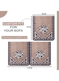 Kuber Industries Kuber Industries Sofa Cover | Net 2+1+1 Seater Sofa Slip Cover Set | Couch Sofa Cover Set | Sofa Cover for Home | Sofa Cover for Living Room | Flower Digital Triangle Border Print-753 | Brown  - Image 3