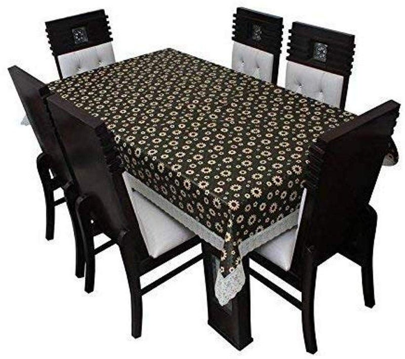 RMDecor 8 Seater Waterproof Printed Dining Table Cover with White lace Size 60 Inches x 108 Inches  - Image 1