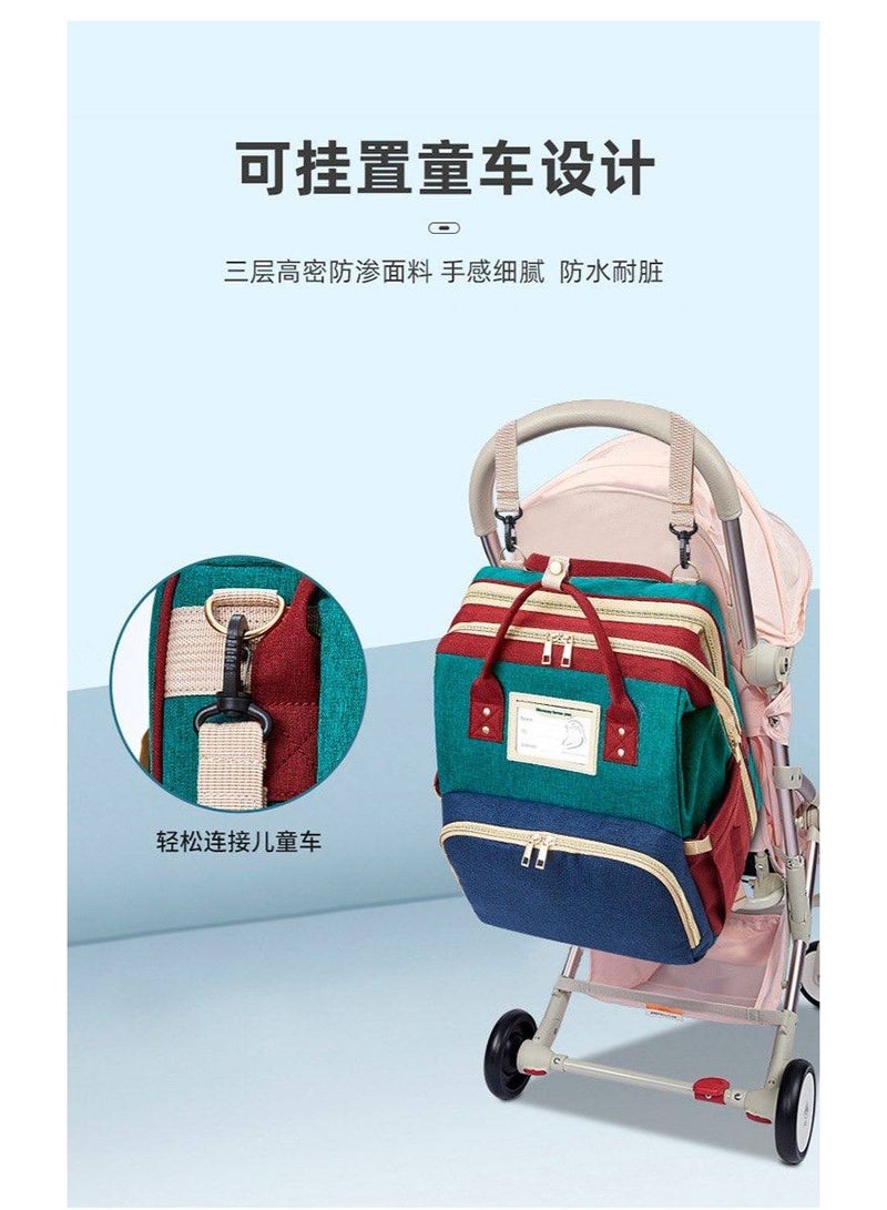 79STYLE Mommy Bag Backpack with Heavy Fabric, Foldable Bed, Thermal Pocket, and Inner Organizer - Image 2