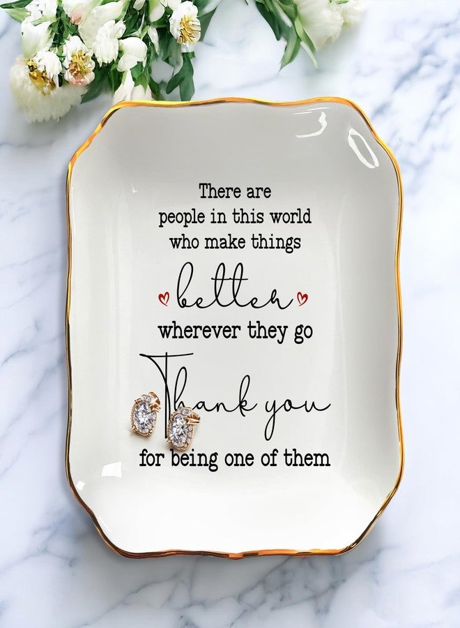 OASSIE Thank You Gifts for Women - 4"x4" Ceramic Jewelry Dish Tray - Birthday Appreciation Inspirational Gifts for Women Coworker Teacher Friends Employee - Image 5