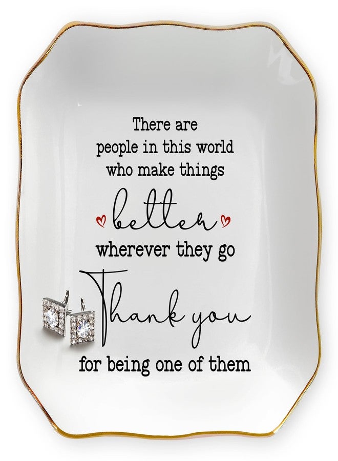 OASSIE Thank You Gifts for Women - 4"x4" Ceramic Jewelry Dish Tray - Birthday Appreciation Inspirational Gifts for Women Coworker Teacher Friends Employee - Image 1