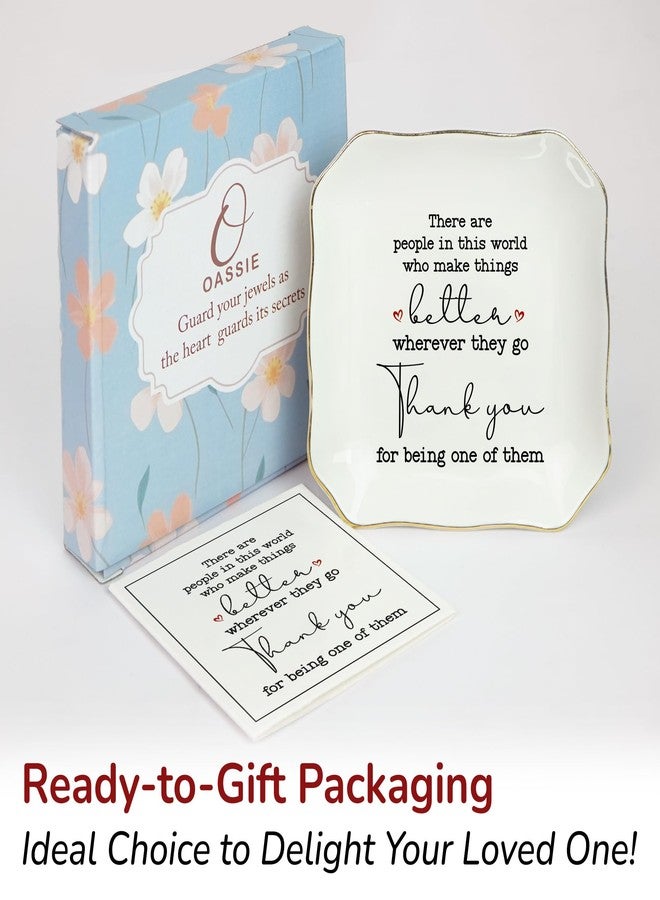 OASSIE Thank You Gifts for Women - 4"x4" Ceramic Jewelry Dish Tray - Birthday Appreciation Inspirational Gifts for Women Coworker Teacher Friends Employee - Image 3