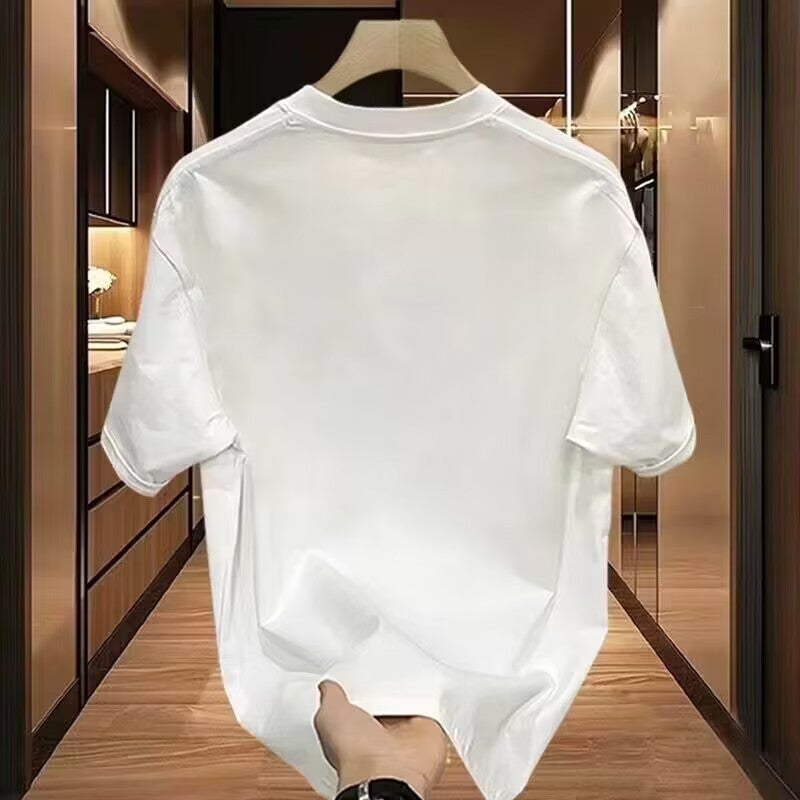 تي شيرت قصير الأكمام أبيض مزخرف بنقشة زهور شيطان أصلي فني بني، بقلنسوة فضفاضة ضيقة - Image 5