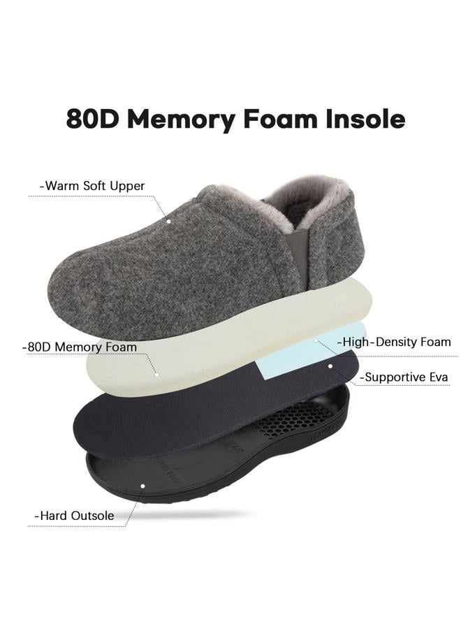 LongBay Men's Slippers Warm Bedroom Memory Foam House Shoes Slip-On for Indoor Outdoor Winter, Light Gray, 7-8 - Image 5