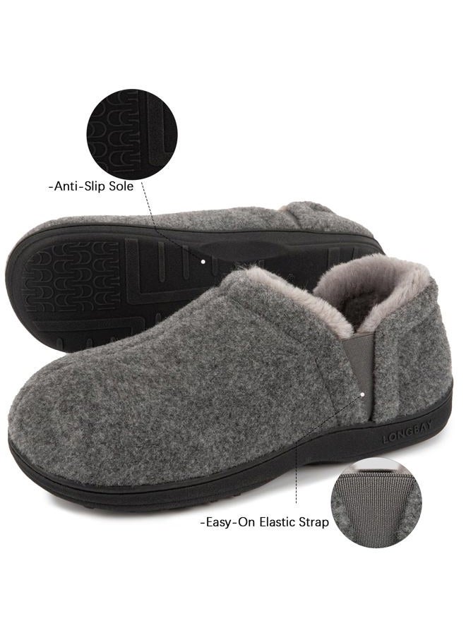 LongBay Men's Slippers Warm Bedroom Memory Foam House Shoes Slip-On for Indoor Outdoor Winter, Light Gray, 7-8 - Image 4