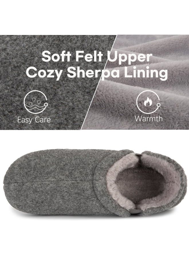 LongBay Men's Slippers Warm Bedroom Memory Foam House Shoes Slip-On for Indoor Outdoor Winter, Light Gray, 7-8 - Image 3