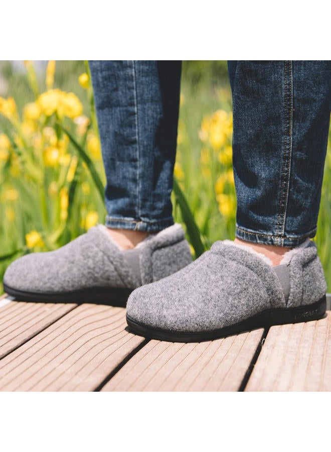 LongBay Men's Slippers Warm Bedroom Memory Foam House Shoes Slip-On for Indoor Outdoor Winter, Light Gray, 7-8 - Image 2