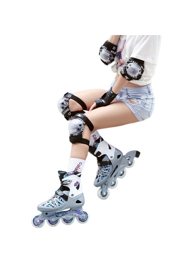 Cougar Adult Adjustable Size Roller Skates, Inline Skates, Silver Purple, Size M - Image 1