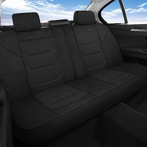 Pariiaotin 3D Air Mesh Car Seat Cover Full Sets Washable and Breathable Premium Cloth Automotive Vehicle Seat Covers for Cars Interior, Universal Fit for Most Cars, Sedan, Truck, SUV(Black) - Image 3