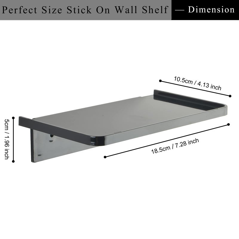 JDYOOMI Acrylic Floating Wall Shelves - Small Stick-on Wall Mounted Phone Shelf Holder Wipes Rack Smart Speaker Shelf for Bathroom,Kitchen,Toilet,Bedroom,Office - Black - Image 2