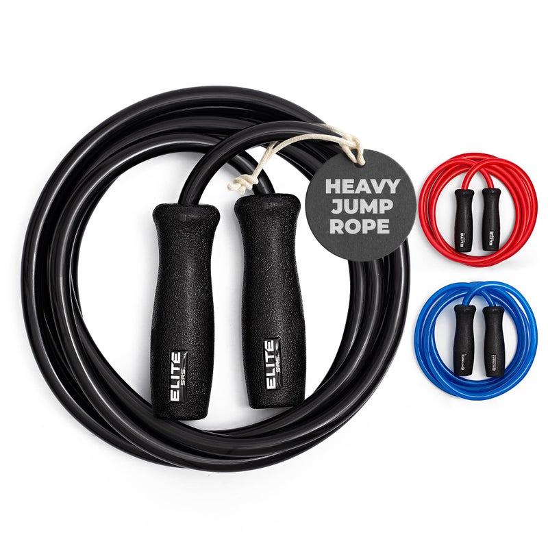 EliteSRS Elite Jumps, Muay Thai 2.0 Weighted Jump Rope - Heavy 1.3lb PVC Drag Rope (10ft) - Image 1