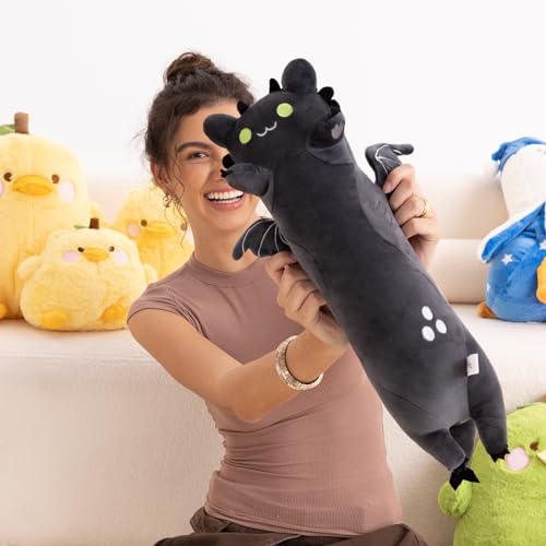 PEACH CAT Long Dragon Cat Plush Pillow Cute Dragon Cat Stuffed Animal for Boys and Girls Black 19.6" - Image 3